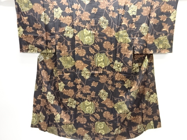 アンティーク　花更紗模様男物長襦袢